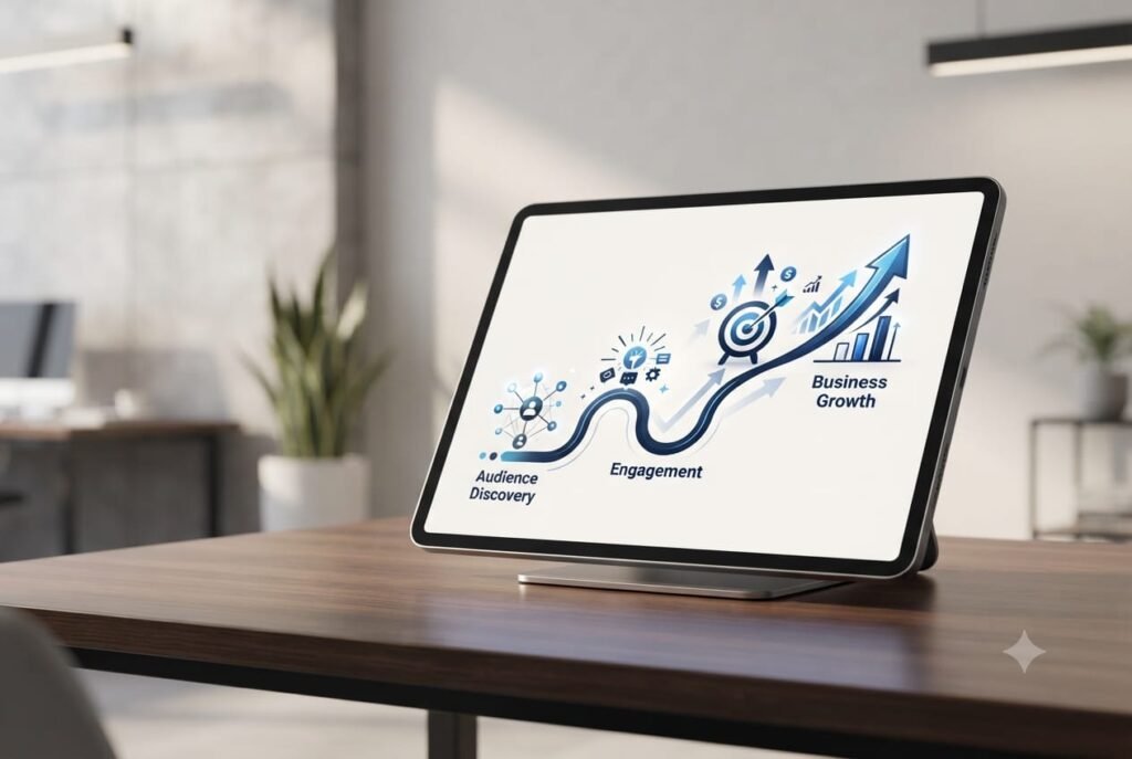 Display of digital marketing growth strategy roadmap