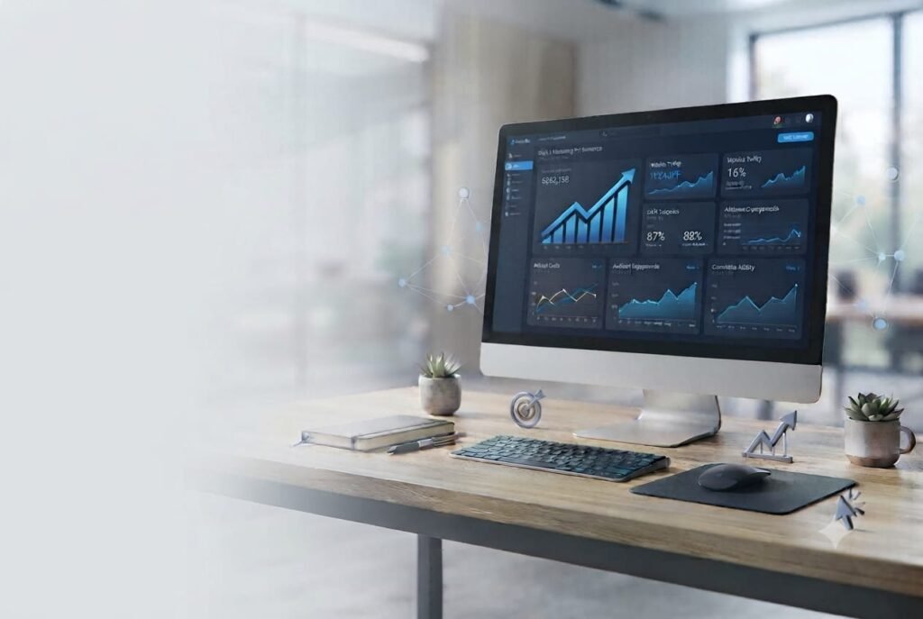 Digital marketing analytics and growth charts